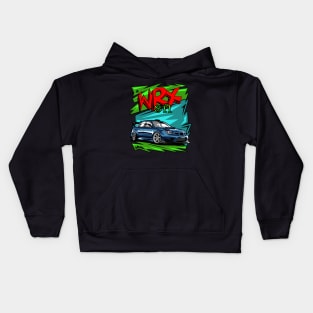 subie WRX sti illustration vector art Kids Hoodie